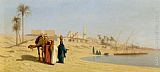 Frere Paintings - The Banks of the Nile by Charles Theodore Frere